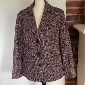 Coldwater Creek Peppercorn Tweed Jacket Blazer Coat Size 16 NWT
